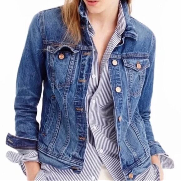 J Crew Copper Button Classic Denim Jacket - Picture 2 of 9